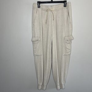 ASOS Design Pants Womens Medium M Beige Linen Blend Cargo Jogger Woven Lounge